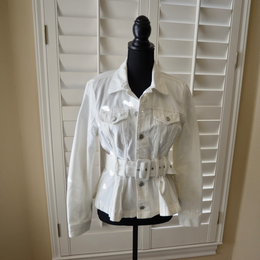 BlankNYC Peplum Button Down Denim Jacket